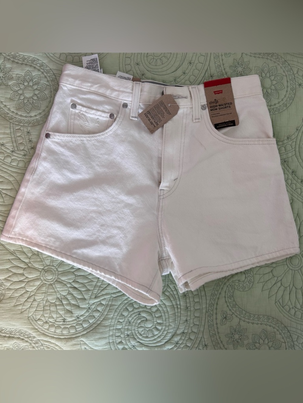 Levi's White High-Rise Denim Shorts